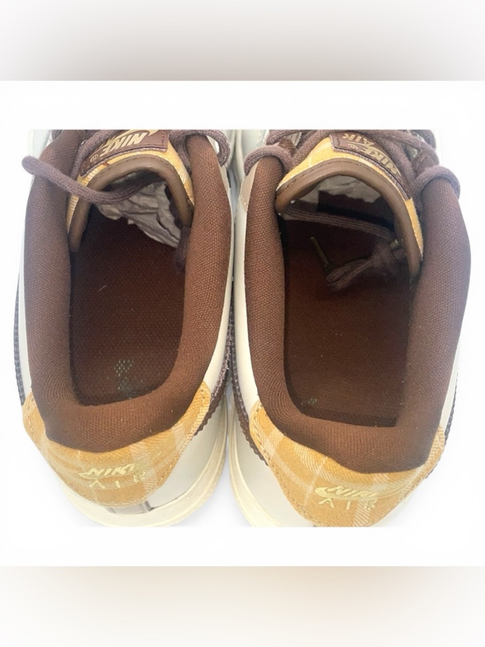 Nike Air Force 1 Low Beige Brown Swoosh 7Y Women’s 8.5 - Picture 8 of 10